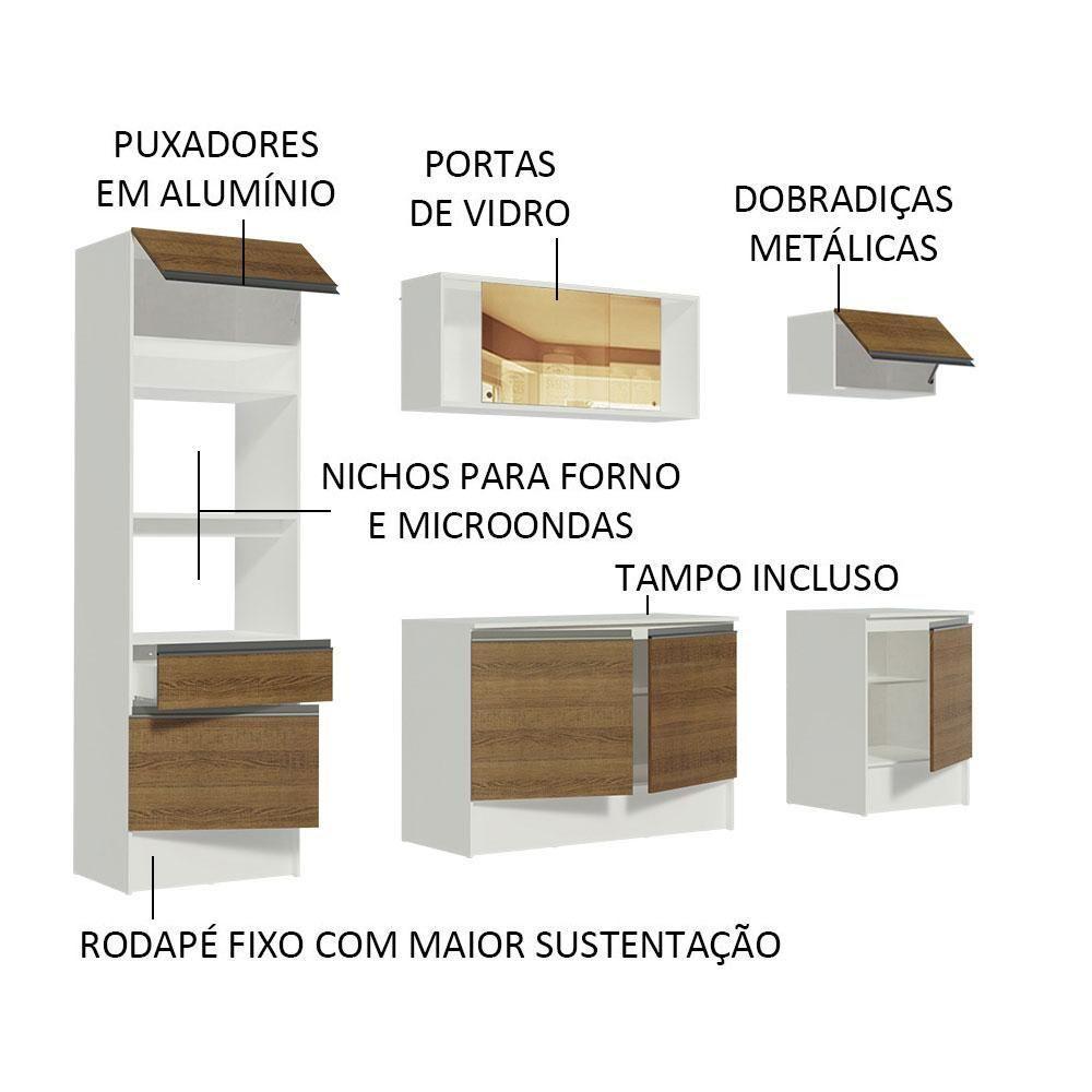 Armário de Cozinha Diamante com Balcão e Tampo Branco Rustic - 2