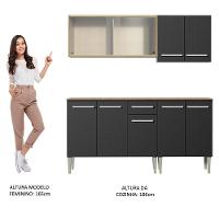 Armário de Cozinha Emilly Box com Balcão e Aéreo Vidro Preto - 6