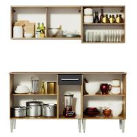 Armário de Cozinha Emilly Box com Balcão e Aéreo Vidro Preto - 8