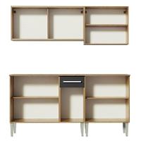 Armário de Cozinha Emilly Box com Balcão e Aéreo Vidro Preto - 3