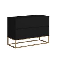 Conjunto 2 Mesa De Cabeceira Industrial Pé De Ferro Dourado Preto - 2