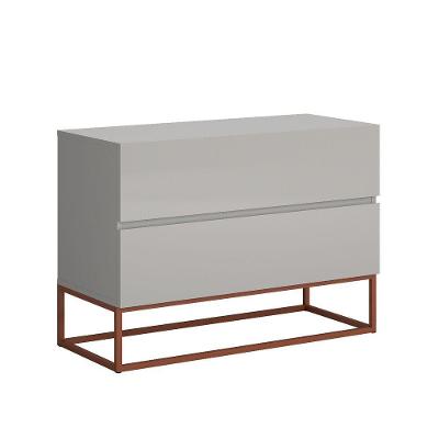 Kit 2 Mesas Para Cabeceira Industrial Base Cobre Off White