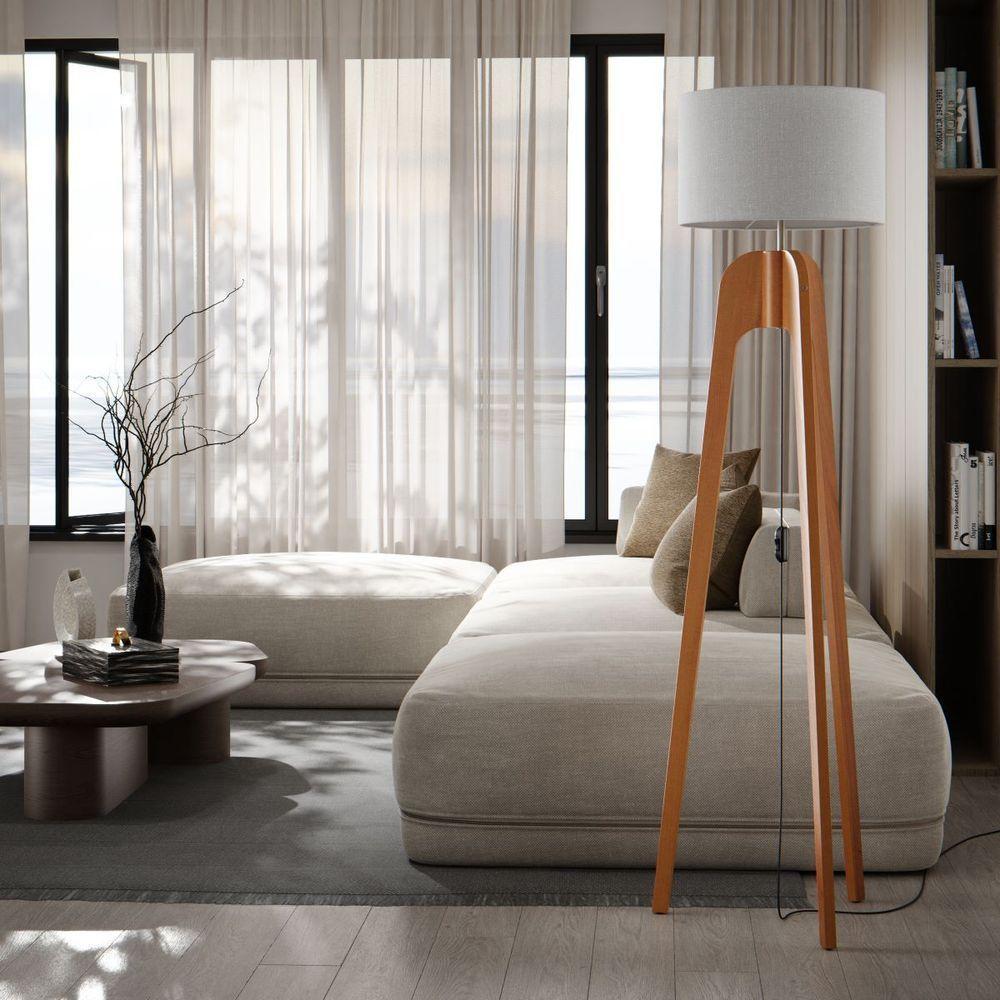 Luminária De Chão Atenas 160cm Cúpula Brugges Palha - 1