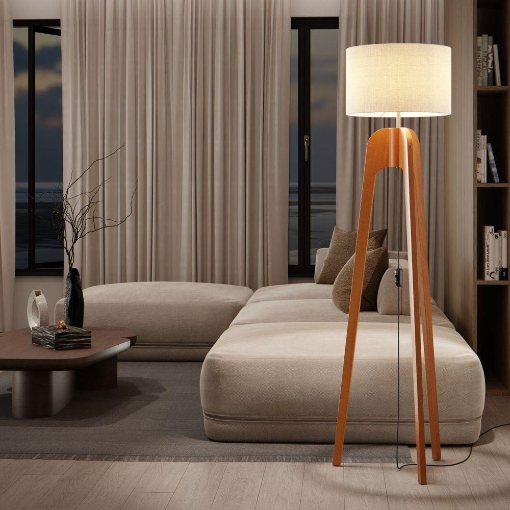 Luminária De Chão Atenas 160cm Cúpula Brugges Palha - 4