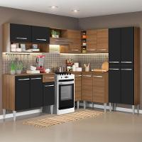 Armário de Cozinha de Canto Emilly com Balcão e Adega Preto - 2