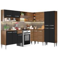 Armário de Cozinha de Canto Emilly com Balcão e Adega Preto