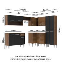 Armário de Cozinha de Canto Emilly com Balcão e Adega Preto - 6