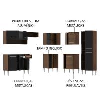 Armário de Cozinha de Canto Emilly com Balcão e Adega Preto - 7