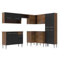 Armário de Cozinha de Canto Emilly com Balcão e Adega Preto - 9