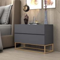 Mesa De Cabeceira Eros 60cm Estilo Industrial Base Dourado Cinza - 2