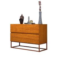 Mesa De Cabeceira Retrô Alto Padrão Com 2 Gavetas Base Cobre Naturale - 2