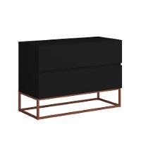 Mesa De Cabeceira Retrô Alto Padrão Com 2 Gavetas Base Cobre Preto - 3