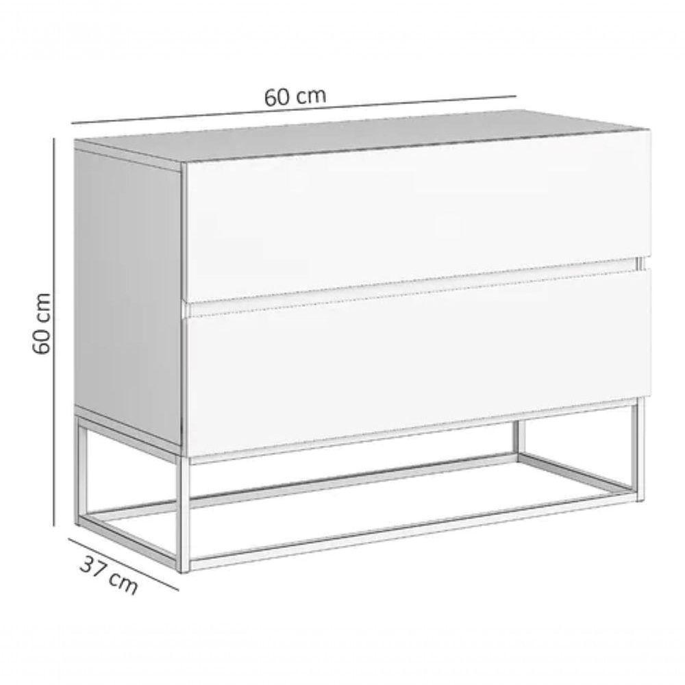 Mesa De Cabeceira Industrial 60cm Base Preto Pé De Ferro Naturale - 2