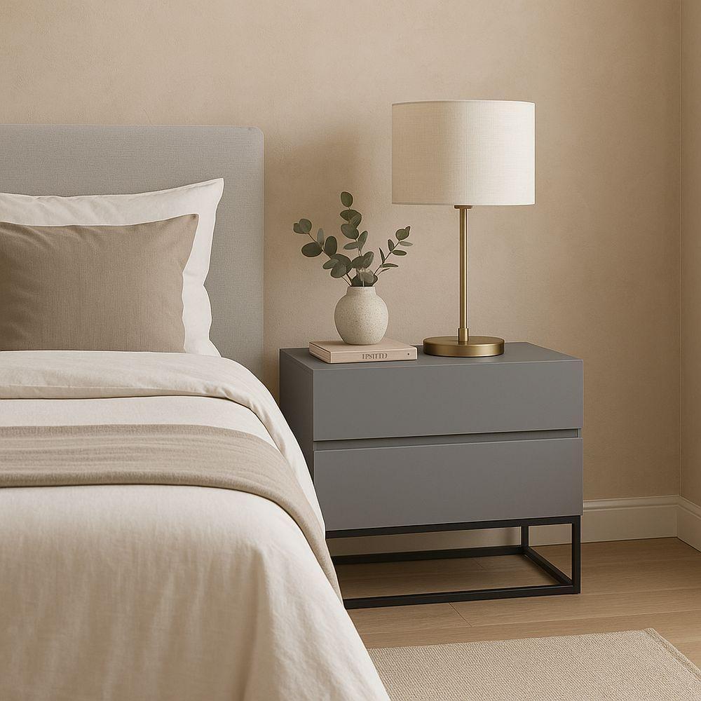 Mesa De Cabeceira Industrial 60cm Base Preto Pé De Ferro Naturale - 3