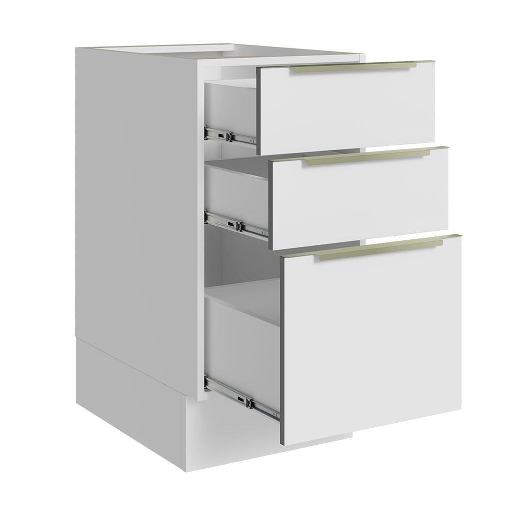 Balcão 40 Cm 3 Gavetas (sem Tampo) Branco/Branco Veludo - 8