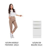 Balcão 40 Cm 3 Gavetas (sem Tampo) Branco/Branco Veludo