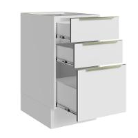 Balcão 40 Cm 3 Gavetas (sem Tampo) Branco/Branco Veludo - 8
