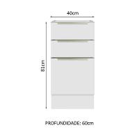 Balcão 40 Cm 3 Gavetas (sem Tampo) Branco/Branco Veludo - 10