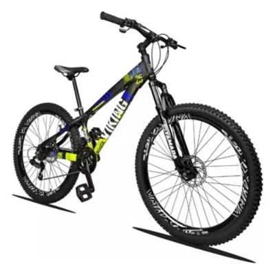 Bicicleta Vikingx 26 Câmbios Shimanos 21v Preto Amarelo Com Capacete
