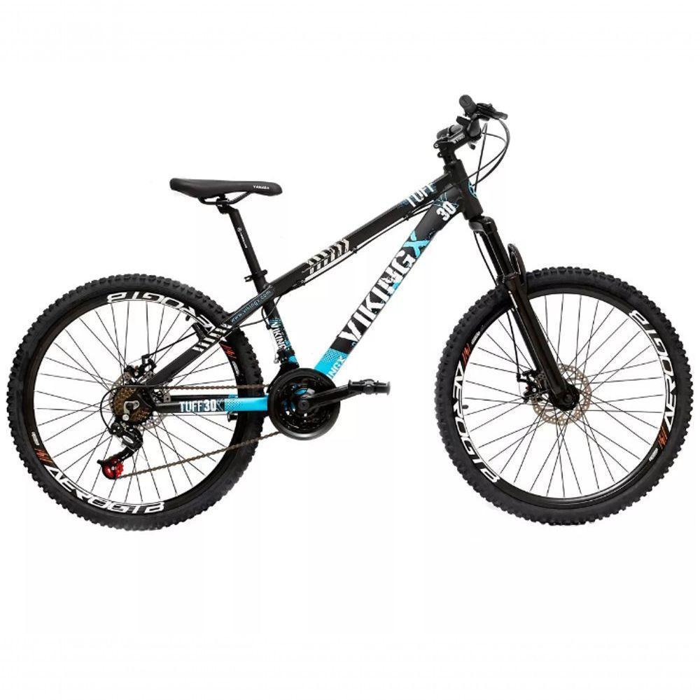 Bicicleta Vikingx Aro 26 Câmbios Importado 21v Aero Preto Azul Com Capacete - 1