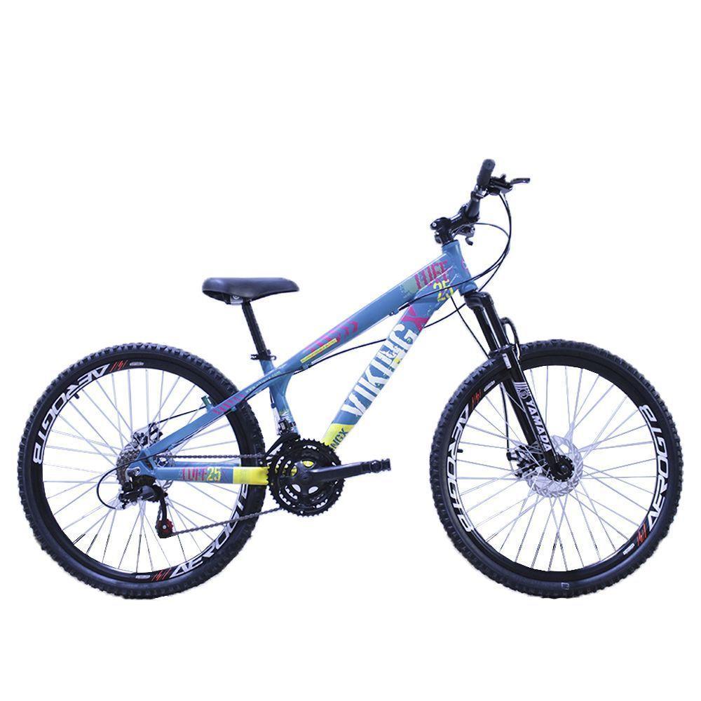 Bicicleta Vikingx 26 Câmbios Importados 21v Aero Azul Amarelo Com Capacete - 1