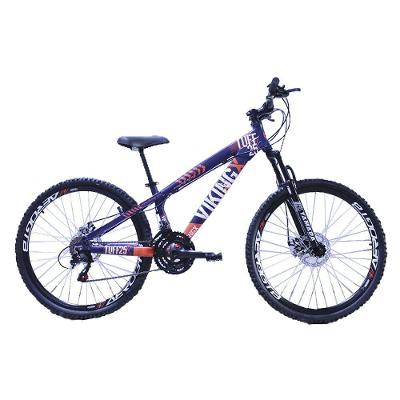 Bicicleta Vikingx Aro 26 Câmbios Importado 21v Aero Roxo Laranja Com Capacete