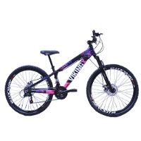 Bicicleta Vikingx Aro 26 Câmbios Importado 21v Aero Preto Rosa Com Capacete - 1