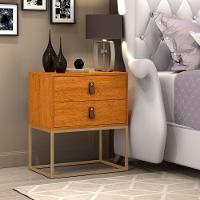 Mesa De Cabeceira Unic 45 Naturale Base Metalica Dourada - 2