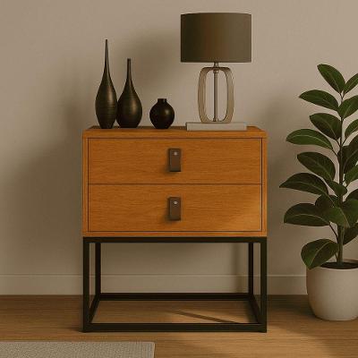 Mesa De Cabeceira Unic 45 Moderna Corrediças Telecóspicas Naturale/preto