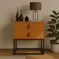 Mesa De Cabeceira Unic 45 Moderna Corrediças Telecóspicas Naturale/preto - 1