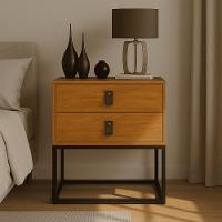 Mesa De Cabeceira Unic 45 Moderna Corrediças Telecóspicas Naturale/preto - 2