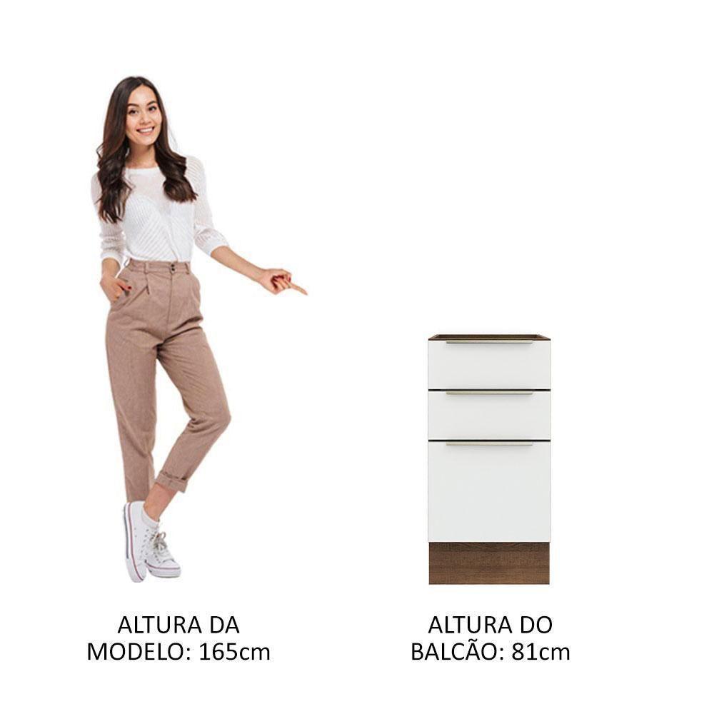 Balcão 40 Cm 3 Gavetas (sem Tampo) Rustic/Branco Veludo - 9