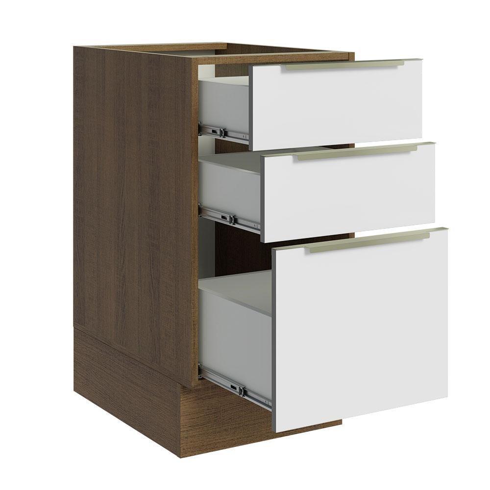 Balcão 40 Cm 3 Gavetas (sem Tampo) Rustic/Branco Veludo - 5