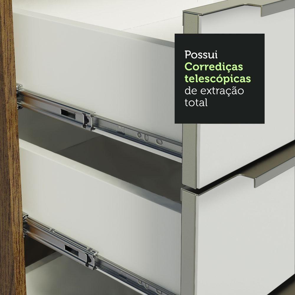 Balcão 40 Cm 3 Gavetas (sem Tampo) Rustic/Branco Veludo - 6