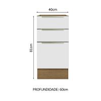 Balcão 40 Cm 3 Gavetas (sem Tampo) Rustic/Branco Veludo - 7