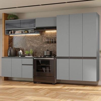 Armário de Cozinha Completa Suspensa Nice 12 Portas 1 Gaveta MDF 320cm Cinza