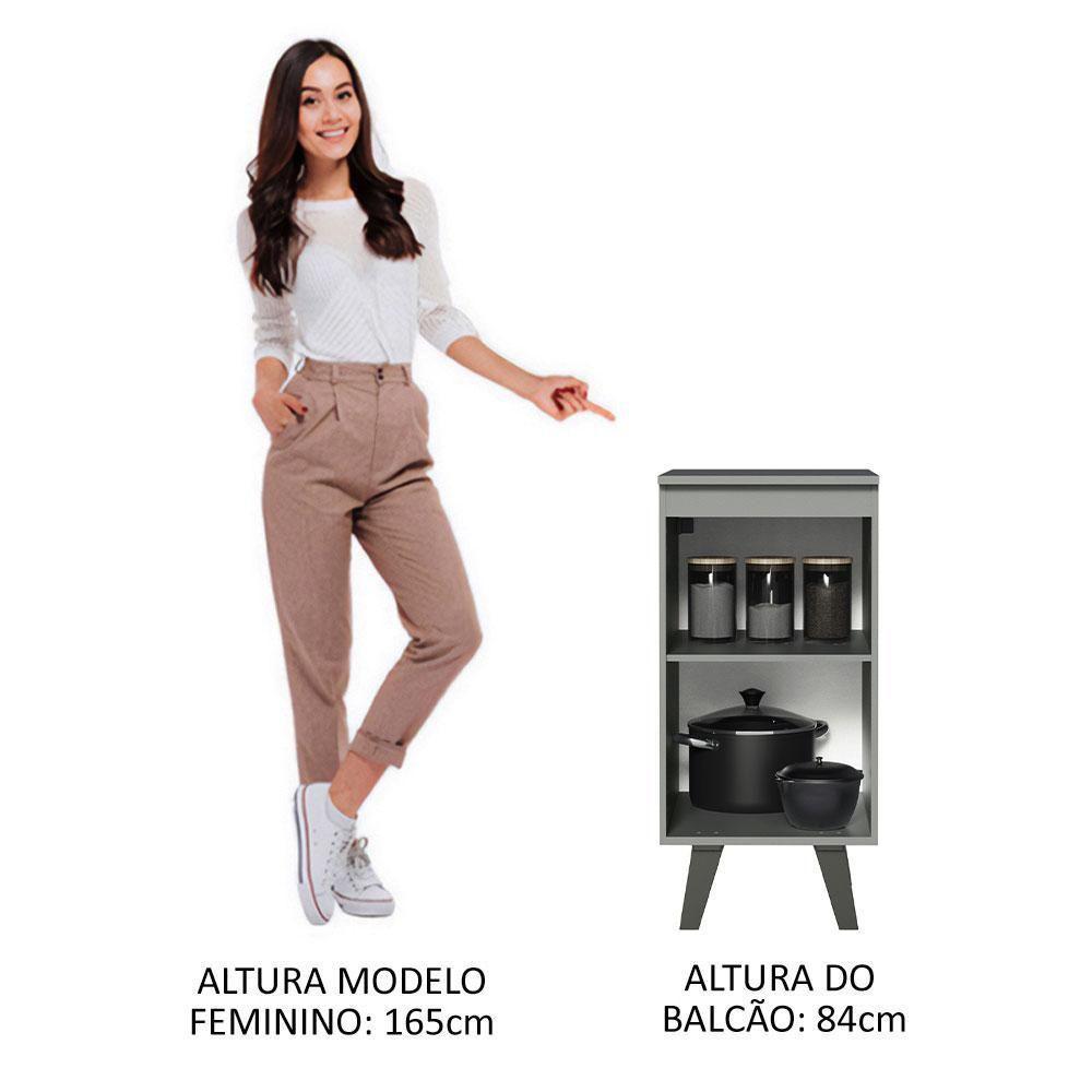 Balcão 40 Cm 1 Porta Com Pés Cinza Nice Madesa Cinza - 8