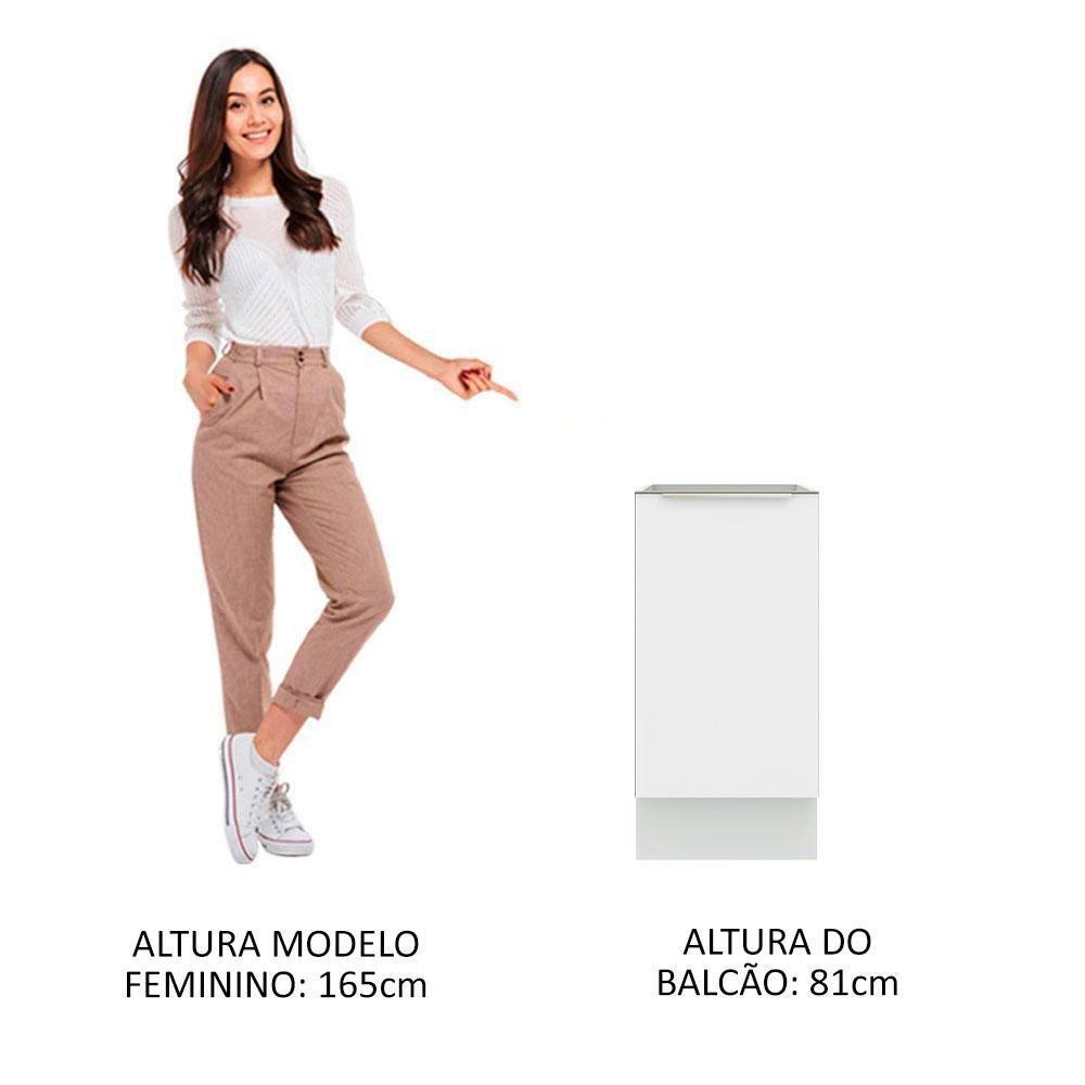 Balcão 40 Cm 1 Porta (sem Tampo) Branco/Branco Veludo - 7