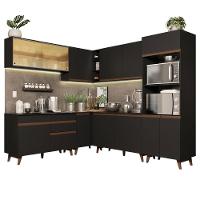 Armário de Cozinha Completa de Canto Reims com Balcão Preto - 8