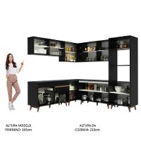 Armário de Cozinha Completa de Canto Reims com Balcão Preto - 12