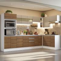 Armário De Cozinha Completa De Canto Madesa Smart 100% MDF Modulada Branco/Rustic/Crema - 1