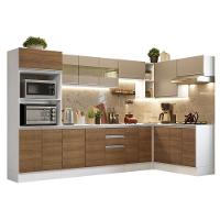Armário De Cozinha Completa De Canto Madesa Smart 100% MDF Modulada Branco/Rustic/Crema - 2