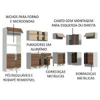 Armário De Cozinha Completa De Canto Madesa Smart 100% MDF Modulada Branco/Rustic/Crema - 8