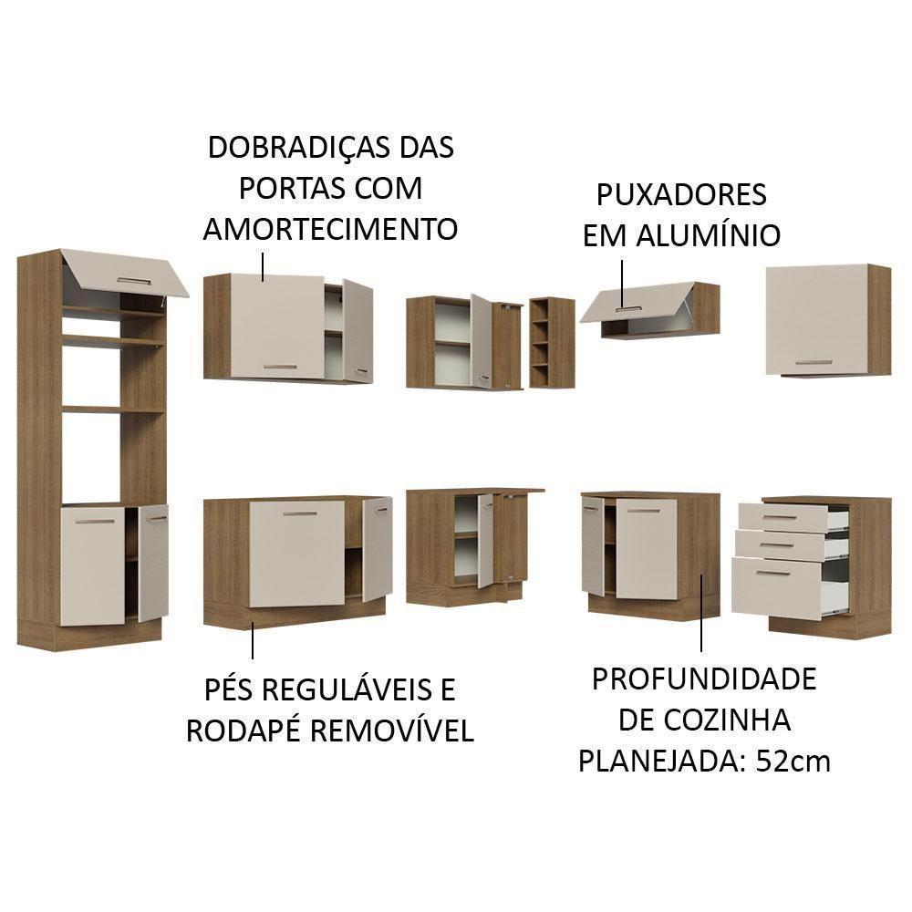 Armário De Cozinha Completa De Canto 479cm Rustic/crema Agata Madesa 01 Rustic/crema - 8