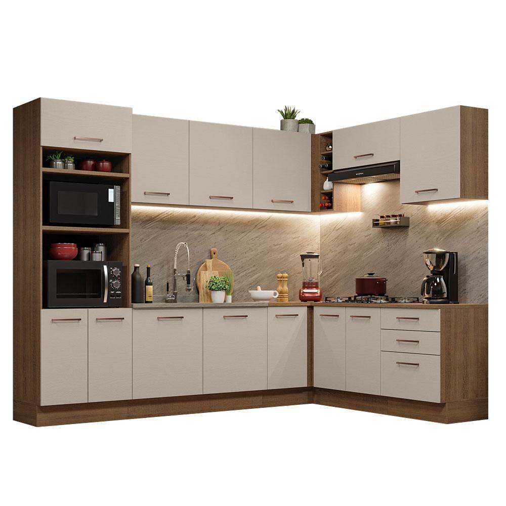 Armário De Cozinha Completa De Canto 479cm Rustic/crema Agata Madesa 01 Rustic/crema - 10