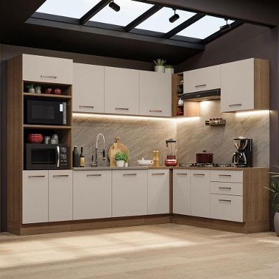 Armário de Cozinha Completa de Canto Agata 15 Portas 3 Gavetas MDF 479cm Rustic