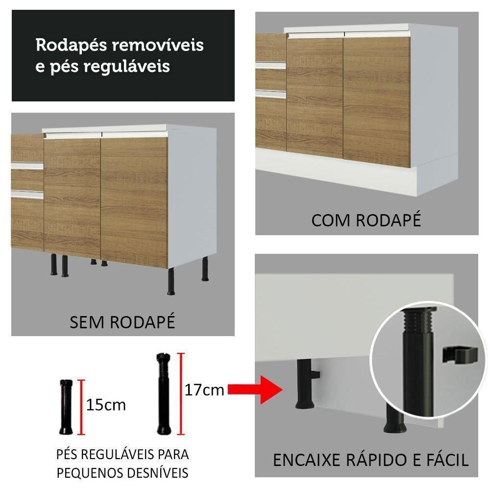 Armário De Cozinha Completa De Canto 100% MDF 447cm Branco/Rustic/Crema Smart Madesa 02 - 3