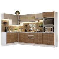 Armário De Cozinha Completa De Canto 100% MDF 447cm Branco/Rustic/Crema Smart Madesa 02 - 2