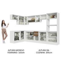 Armário De Cozinha Completa De Canto 100% MDF 447cm Branco/Rustic/Crema Smart Madesa 02 - 7