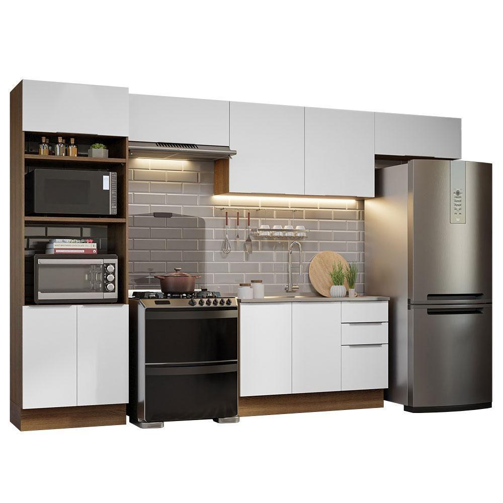 Armário De Cozinha Completa 350cm Rustic/branco Stella Madesa 01 Rustic/branco - 10